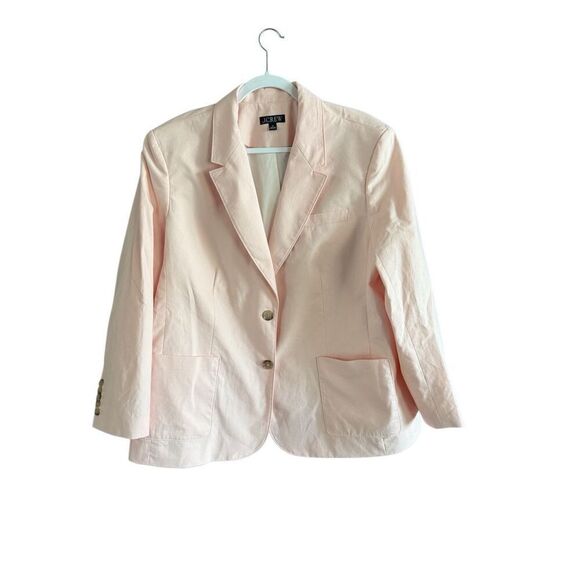 J. Crew Womens Pink Relaxed Patch Pocket Cotton Blend Two Button Blazer Size 18 - Picture 6 of 11